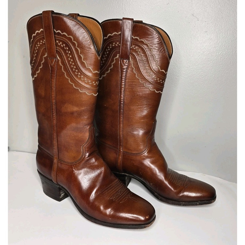 Lucchese San Antonio Womens 8B Brown Leather Western Cowboy Boots 3L505 38350